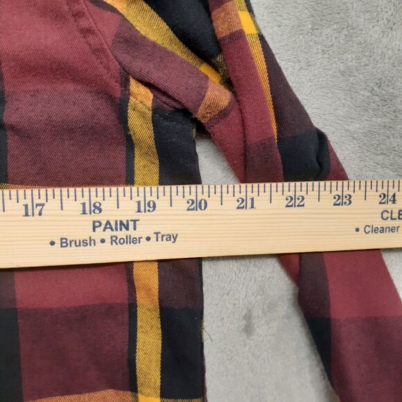 US Polo Assn Boy Junior XXL Flannel Burgundy Plaid Long Sleeve Button Down Shirt - Picture 3 of 8